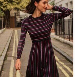 Boden Maria Knitted Striped Midi Dress